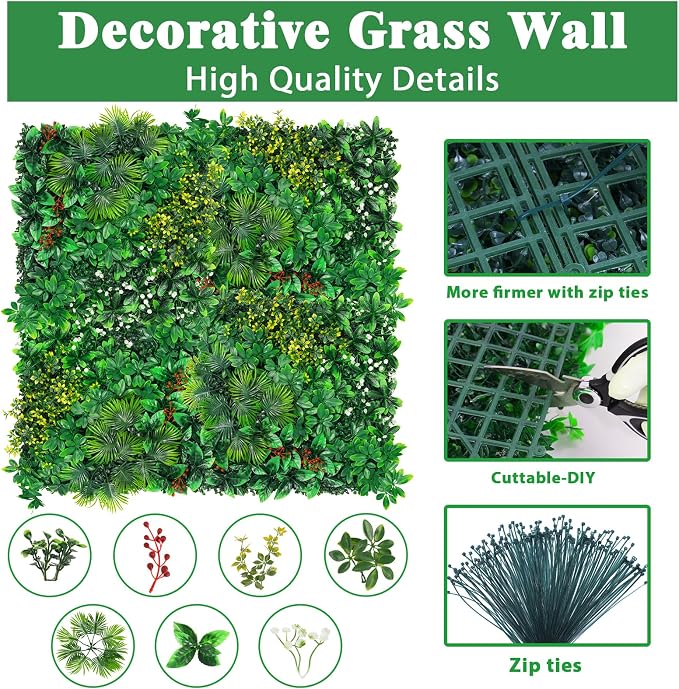 Yangrass Artificial Grass Wall Panels, Faux Greenery Privacy Fence Screen - Image 3