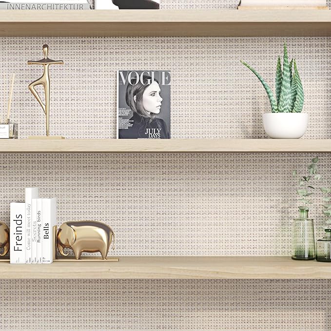 FunStick 24"x394" Grasscloth Peel and Stick Wallpaper Textured Removable Beige - Image 5