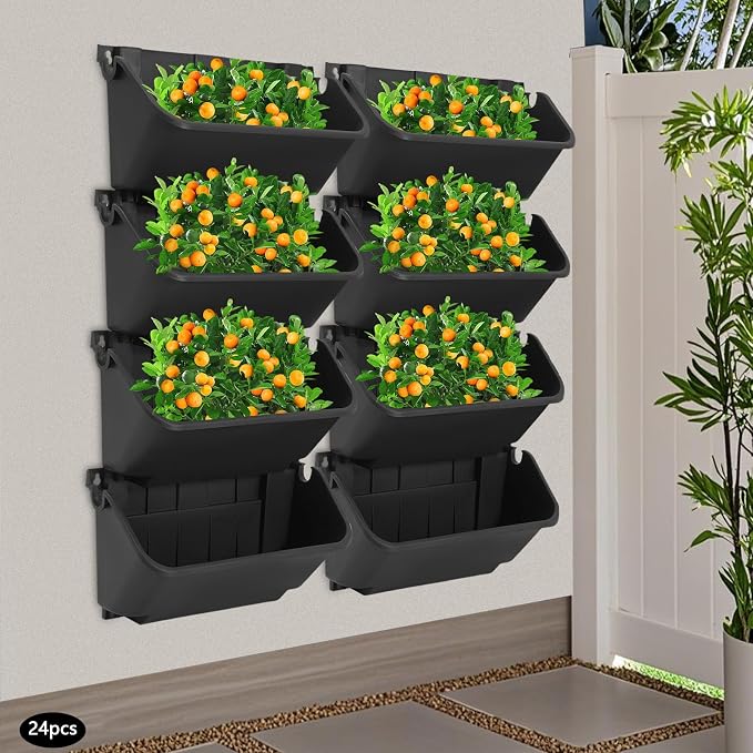 Vertical Wall Planter with 24 Pots, Hanging Garden Plant Flowerpot Holder - Image 4
