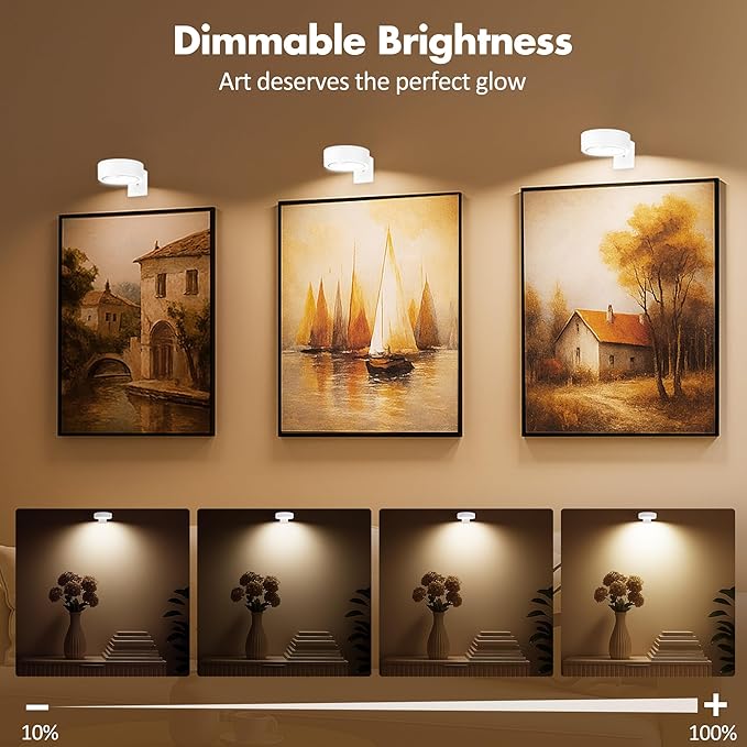 6Pcs Picture Light Battery Operated, Magnetic Led Painting Light - Image 3