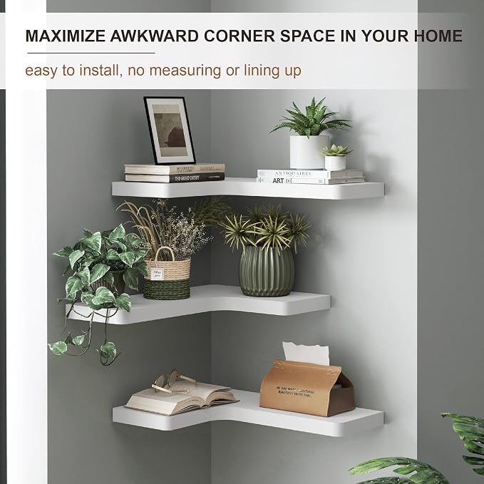 fuqing Corner Floating Shelves, Wall Shelf Set of 3, Shelves - Image 5