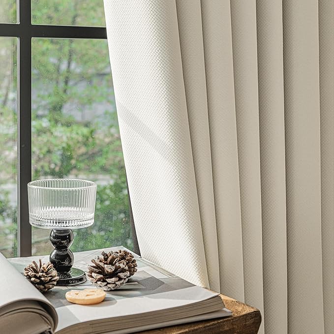 FMFUNCTEX 100% Beige Blackout Curtains - Image 6