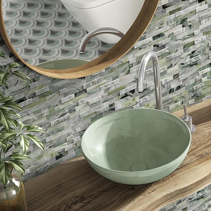 SUNWINGS 5-Sheet Peel and Stick Mosaic Natural 3D Stone Self Adhesive Marble - Image 4