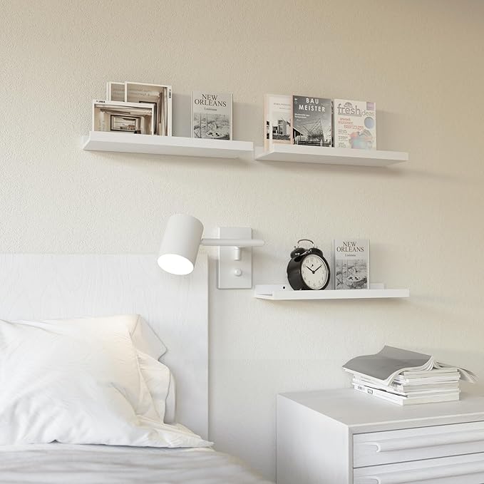 RICHER HOUSE 3 Set White Floating Shelves, 16 inches Wall Mounted White Shelves - Image 5