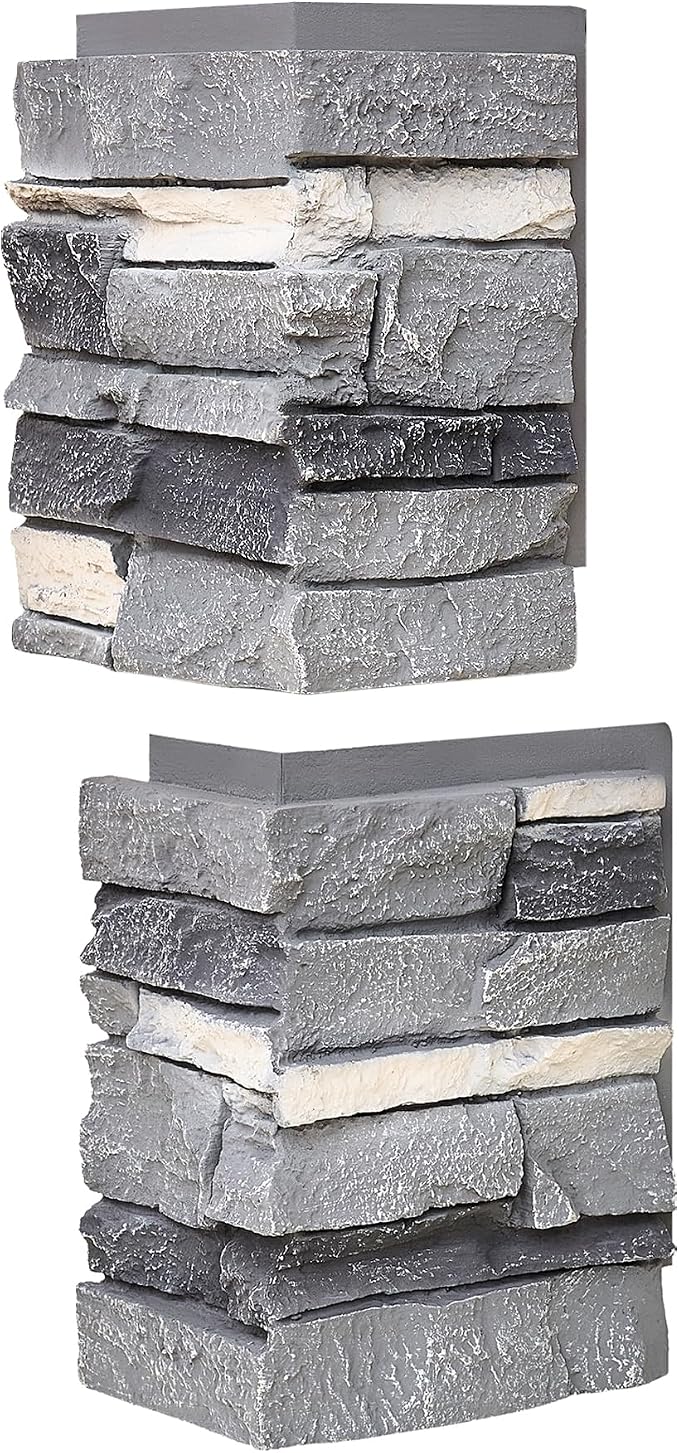 1.77 Inch Deep 3D Faux Stone Corner Panels Matching 2 Piece Set - Image 3