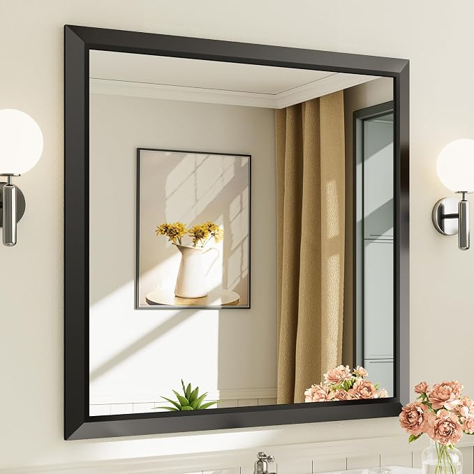 Briivue 36x36 Inch Black Bathroom Mirror by Briivuemodernmirrors