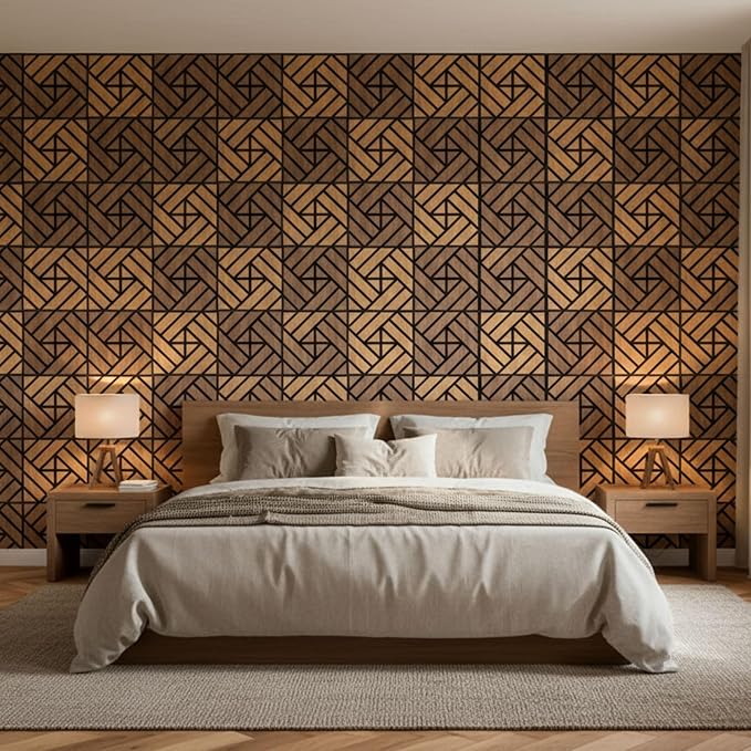 WoveN SounD Artisan Acoustic Wall Panels, 16 Pack 12x12 Inch, PVC Wood Grain - Image 8