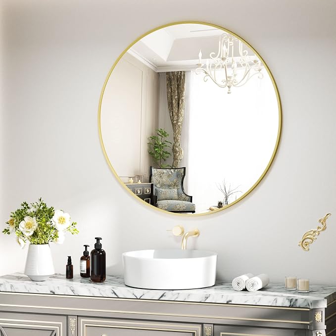 VooBang Round Mirror 19.6" Gold Wall Mounted Circle Mirrors Vanity Mirror - Image 4