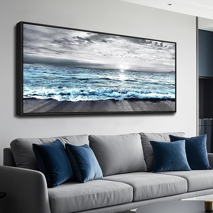 Wapluam Framed Wall Art for Bedroom Decor, Beach Canvas Wall Art Large Ocean - Image 5