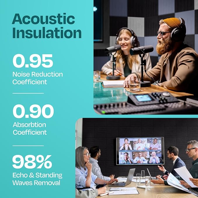 Acoustic Panels 12-Pack Soundproof Wall Panels 12"x12"x0.4" Decorative Sound - Image 3