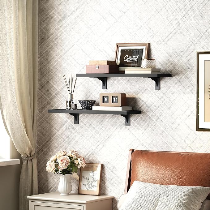 HOOBRO Floating Shelves for Wall, 15.4" Wall Mounted Shelves Set of 2, Hanging - Image 5