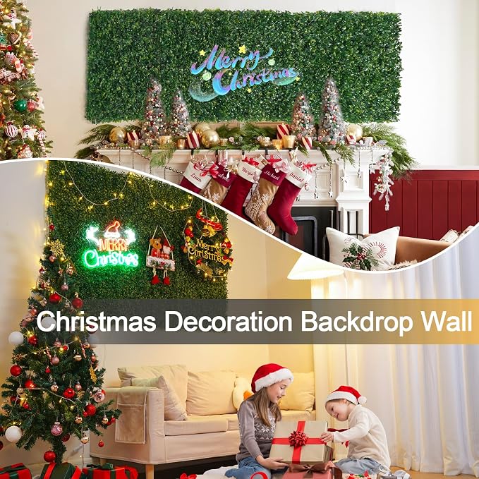 Luyue 6PCS 20”×20” Boxwood Panels, Artificial Grass Wall Panels Fake Greenery - Image 2