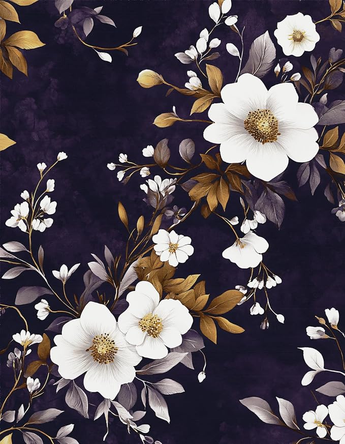 Vintage Floral Wallpaper Peel and Stick Purple White Flowers Contact Paper by Laatse