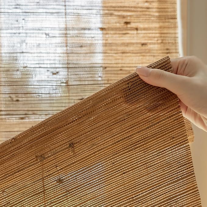 DEJAVU Cordless Bamboo Roman Shades, Natural Woven Shades - Image 3