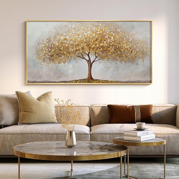 Gold Framed Tree of Life Wall Art, Large Modern Canvas Prints Paintings Artwork by Cuspin