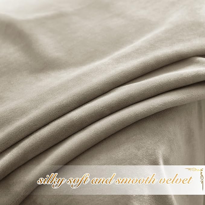 NICETOWN Camel Velvet Curtains 63 Inch Long 52 Wide, Room Darkening Vision - Image 5