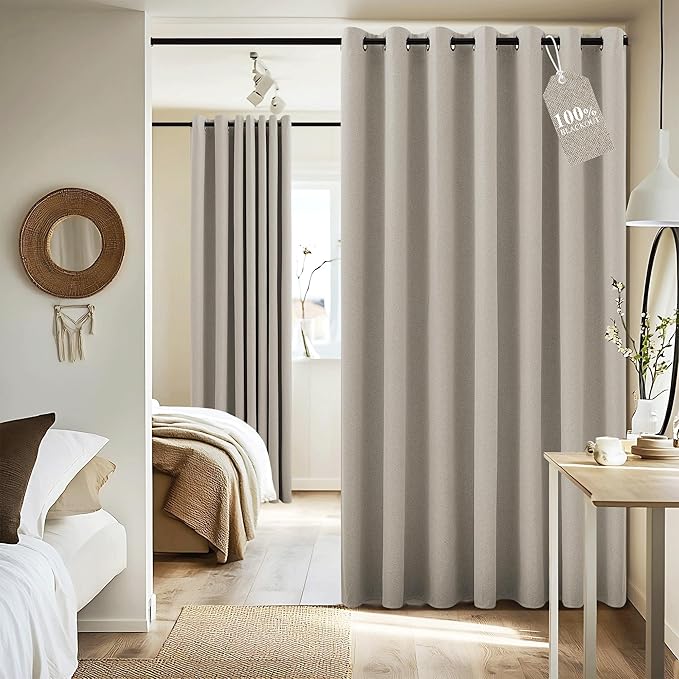 NICETOWN Linen 100% Blackout Insulated Patio Curtain 84" Long Burg, 1 Panel by NICETOWN
