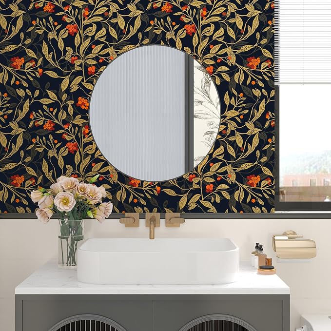 Extra Long Dark Floral Peel and Stick Wallpaper - Image 5