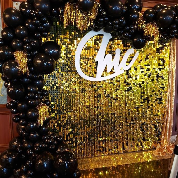 COKAOBE Gold Shimmer Wall Backdrop, 24 Panels Square Sequin Shimmer Backdrop - Image 7