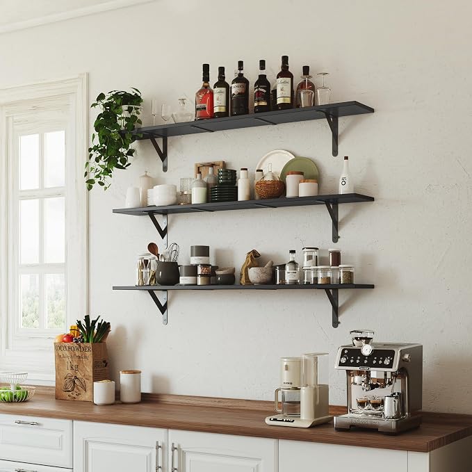 WOPITUES Floating Shelves for Wall 48″W x 8″D, Long Wall Mounted Shelves Set of - Image 7