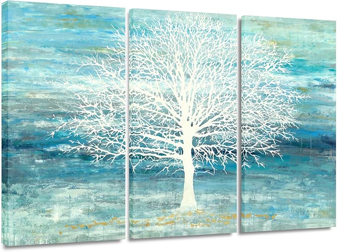 Yihui Arts Teal and Blue Canvas Wall Art by YihuiArts