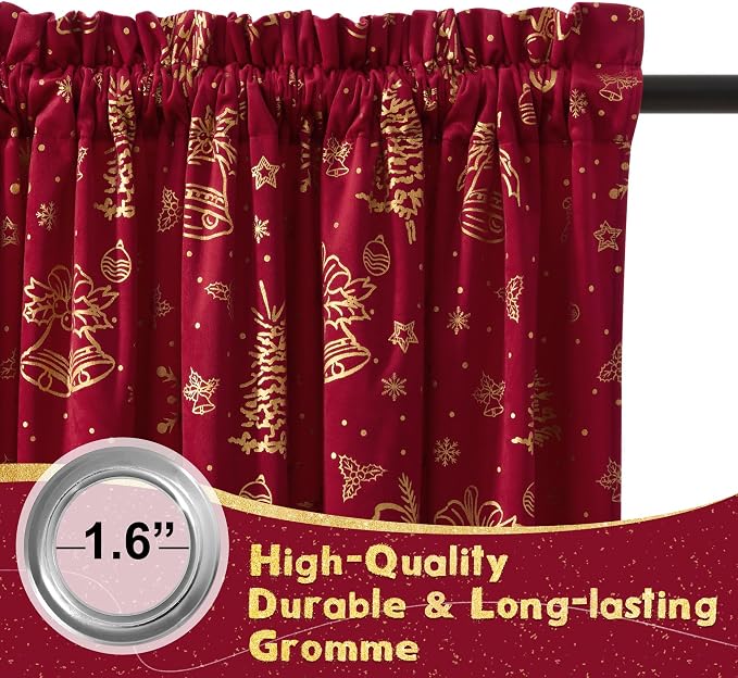 NICETOWN Red Velvet Curtains 96 inches Long - Image 3