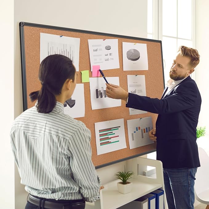 Extra Large Cork Bulletin Board 60" X 48", Wall Mounted Notice Pin Board - Image 2