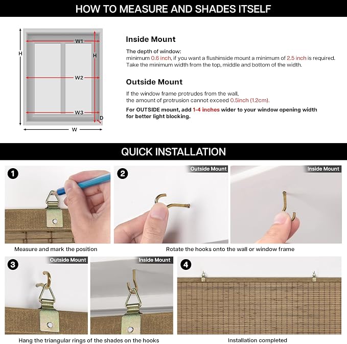 LazBlinds Cordless Bamboo Blinds, Bamboo Roll Up Shades - Image 6