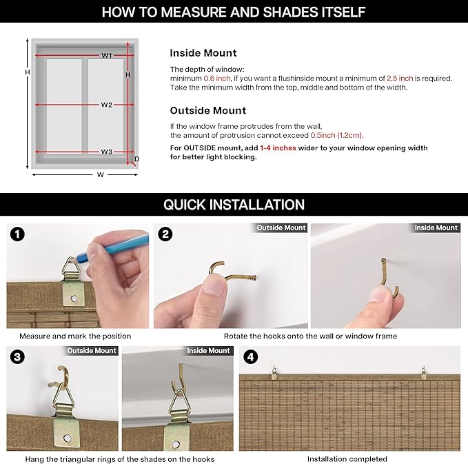LazBlinds Cordless Bamboo Blinds, Bamboo Roll Up Shades - Image 6