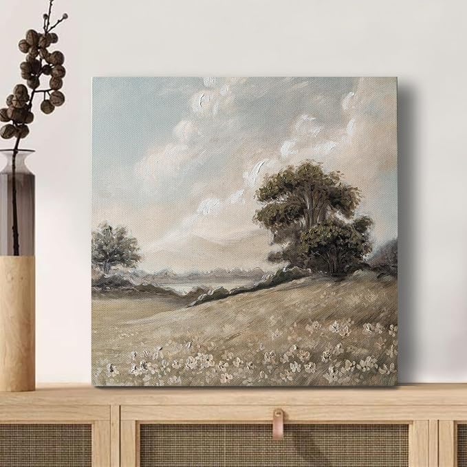JolyWell Hand-Painted Vintage Canvas Wall Art, Landscape Wall Painting Prints by JolyWell