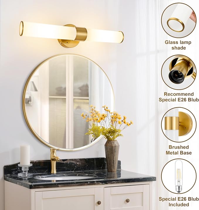 Morauroral Gold Battery Operated Wall Sconces Set of 2, Rechargeable Wall Lights - Image 3
