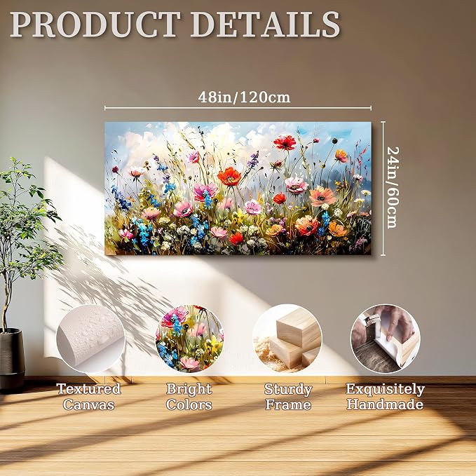 SERIMINO Large Wall Art for Living Room Canvas Prints, Nature Floral Botanical - Image 5