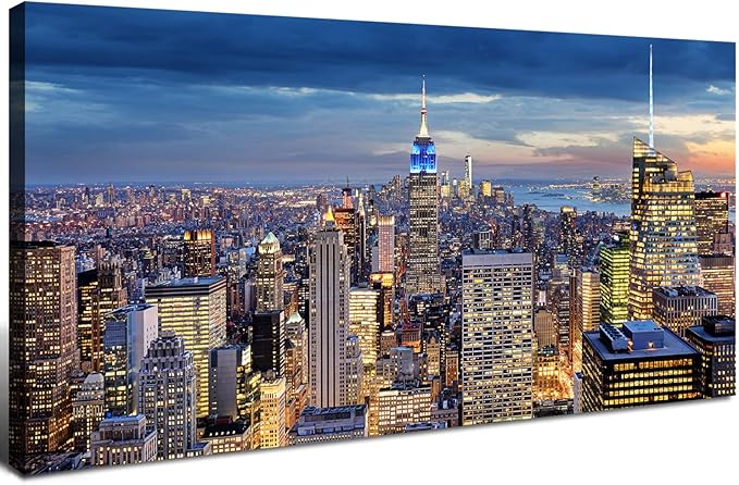 Large New York City Wall Art NYC Skyline Picture Office Wall Decor Modern by HOME