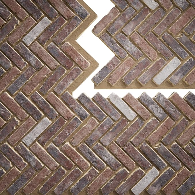 EverStone Herringbone Faux Brick Panel, 46 1/2"W x 25 1/4"H x 1"D, Smokey Rose - Image 9