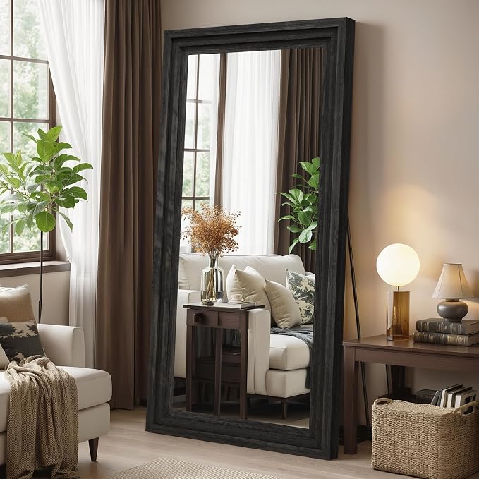 Full Length Mirror 71"x30", Large Solid Wood Frame Floor Mirror, Leaning Floor by WISSMILESHOME