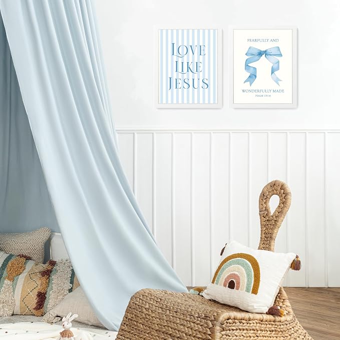 LARTSFRO Coquette Blue Bow Jesus Wall Art Decor Posters, Light Blue Bow Room - Image 6