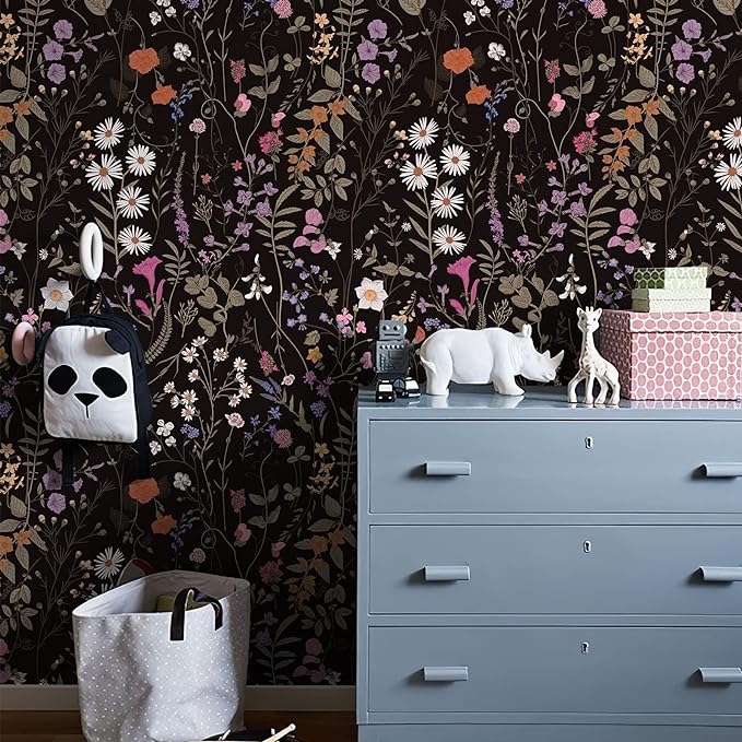 JiffDiff Floral Wallpaper Peel and Stick- 473" x 17.3" Farm Wildwood Daisy - Image 2