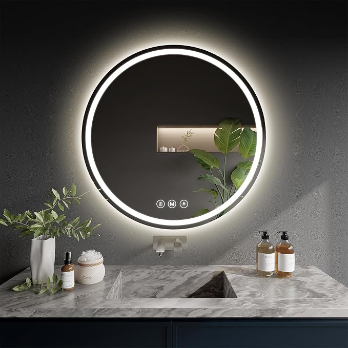 LED Bathroom Mirror 20 Inch Round Bathroom Mirror by WISSMILESHOME