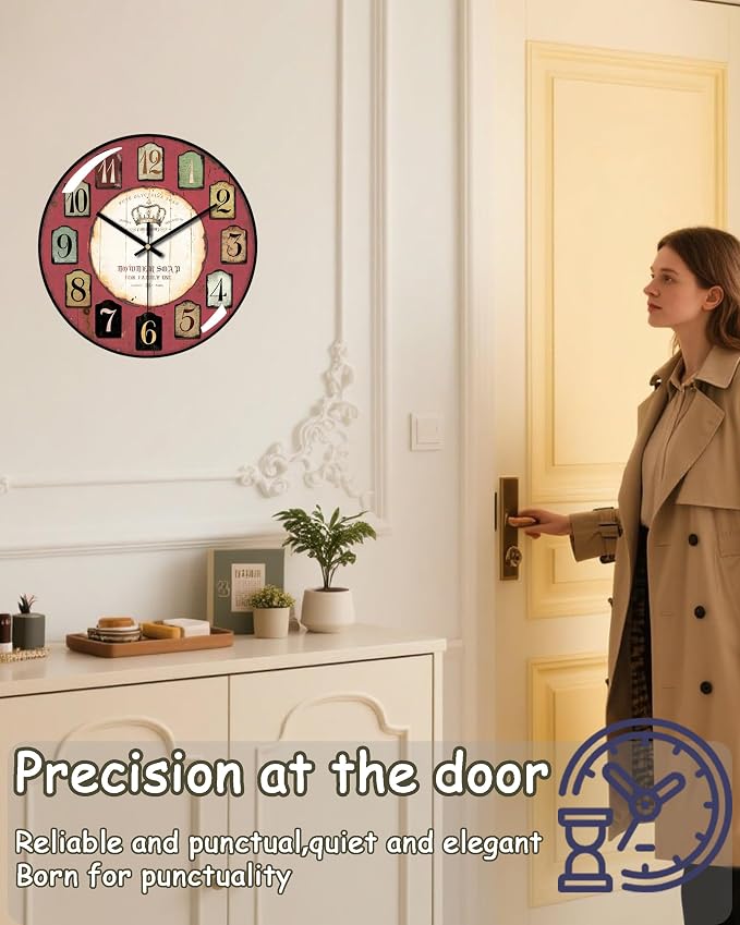 Decorative Wall Clocks Batterys Operated, Retro Wall Clock - Image 7