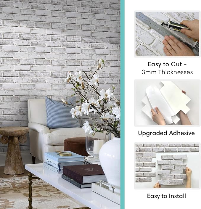 Commomy 3D Faux Brick Peel and Stick Tiles - Image 6