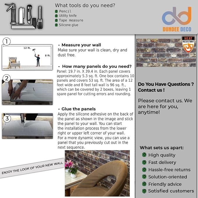 Dundee Deco 3D Wall Panels Faux Brick - Image 9