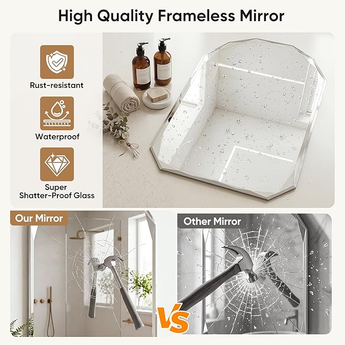 Suidia Bathroom Mirror, Frameless Bathroom Mirror - Image 5