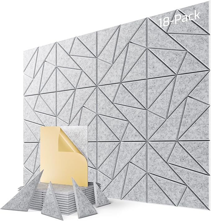 18-Pack Acoustic Panels, Peel & Stick Sound Proof Foam Panels by Lebenforce