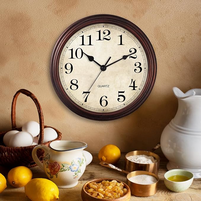 Wall Clock, 9 Inch Silent Non Ticking Classic Battery Operated Clocks, - Image 4