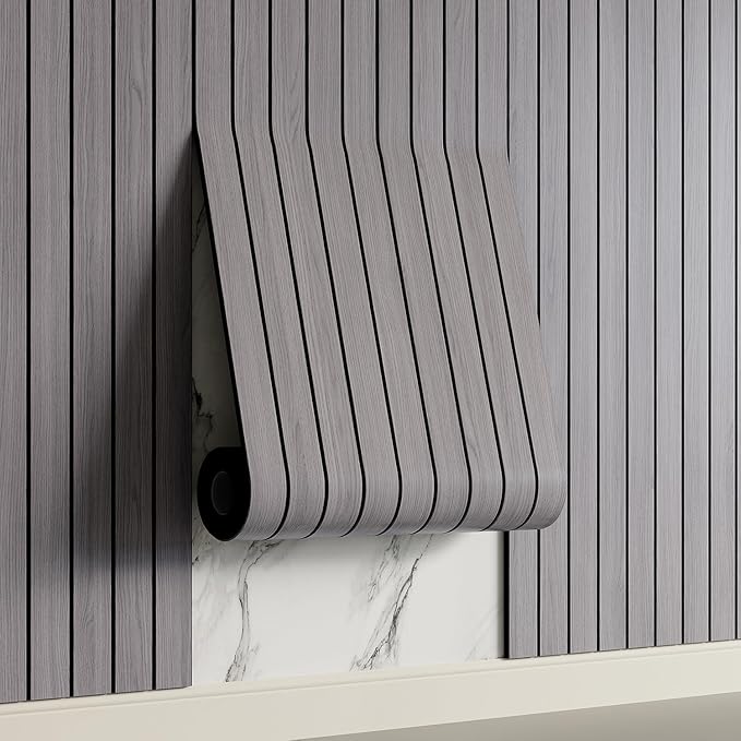 Yutianli PVC Slat Wall Panel Peel and Stick 236"x 15.7" Faux Wood Slat Panel by Yutianli