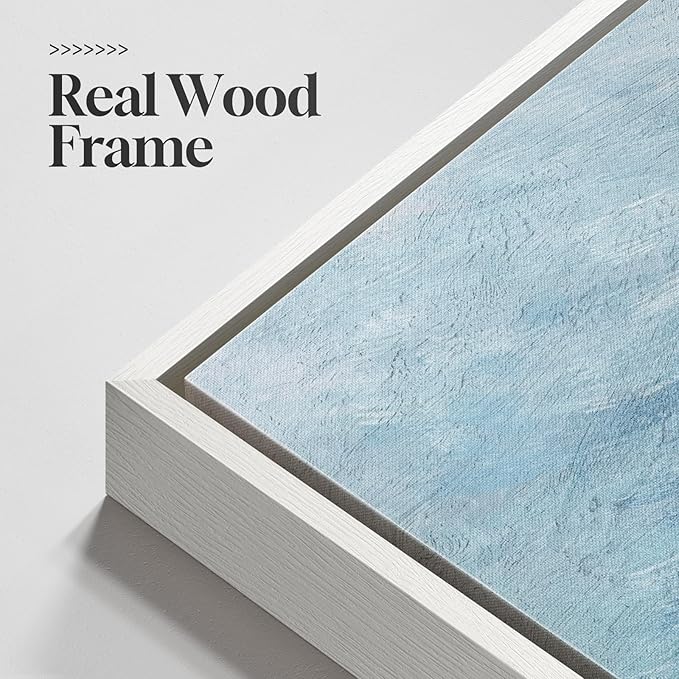 Extra Large Framed Blue Gold Abstract Wall Art - Image 5