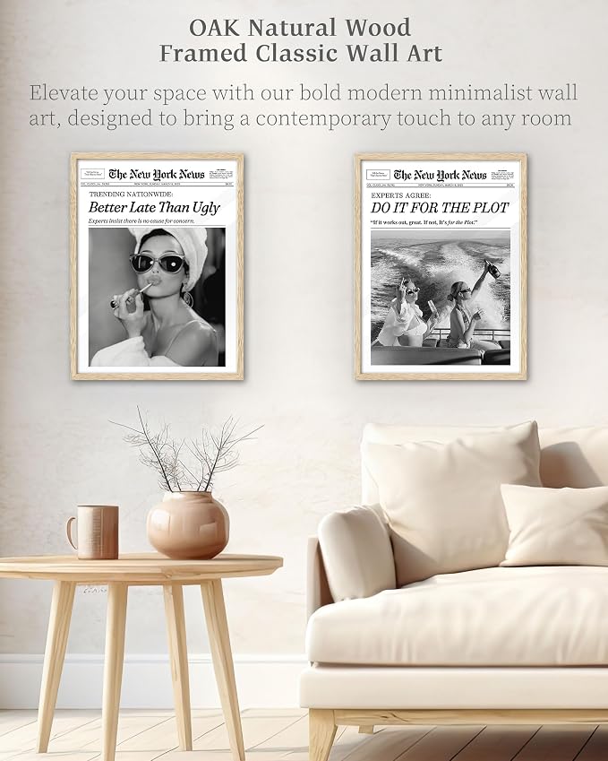 iHery Small Natural OAK Wood Hepburn Newspaper Trendy Bathroom Wall Decor - Image 6
