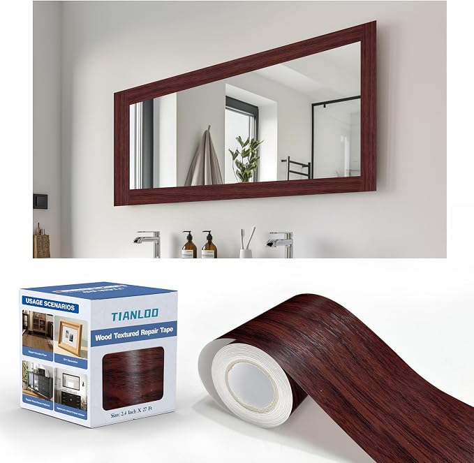 TIANLDD 27 FT Wood Grain Wallpaper Border, Removable Waterproof Mirror Border by TIANLDD