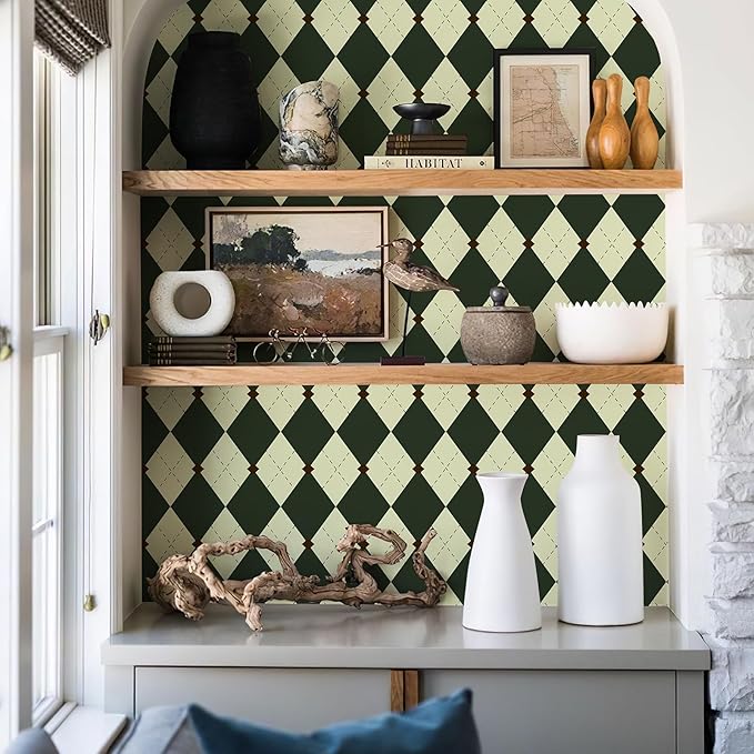 Simon&Siff Retro Peel and Stick Wallpaper Black and Green Wallpaper Vintage - Image 6