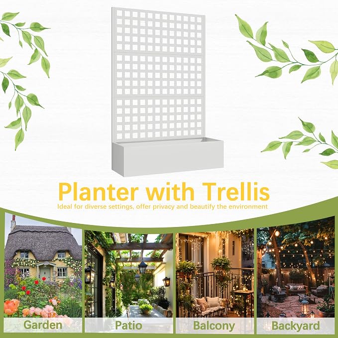 Metal Planter Box with Trellis, Planter Box Trellis with Privacy Screen and - Image 6
